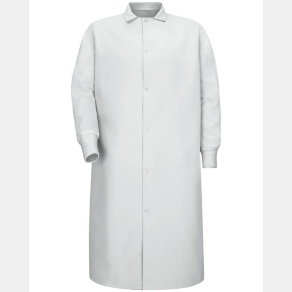 Unisex Gripper-Front Pocketless Butcher Coat With Knit Cuffs Thumbnail